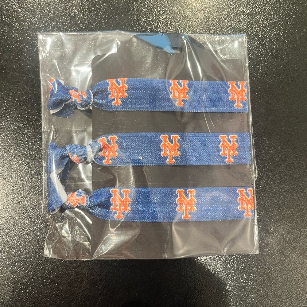 MLB NY‎ New York Mets Baseball Orange & Blue Hair Ties Bundle of 3 NWT Bracelets